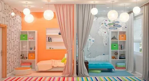 расположение кроватей в детской комнате для двоих детей