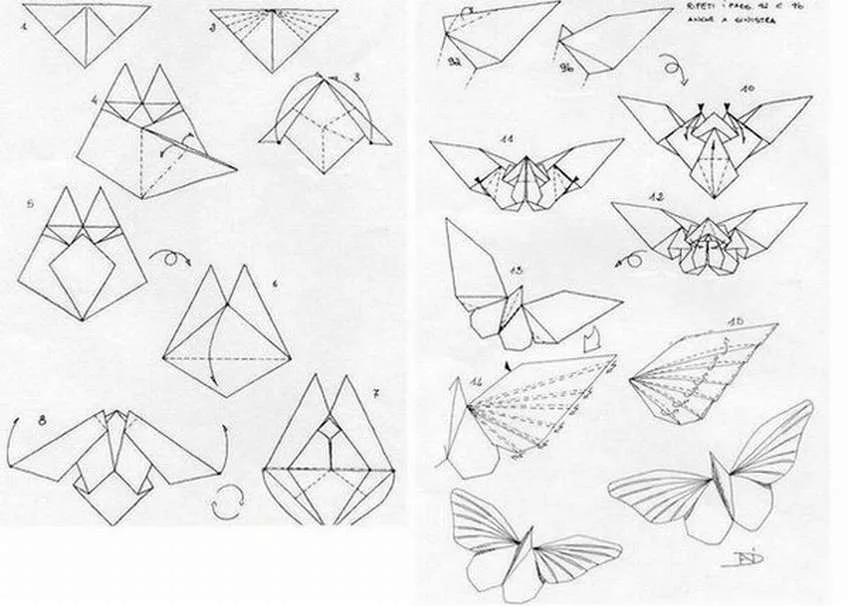 бабочка оригами из бумаги пошагово
