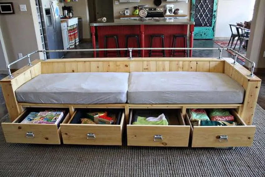 диван кровать с ящиками для хранения