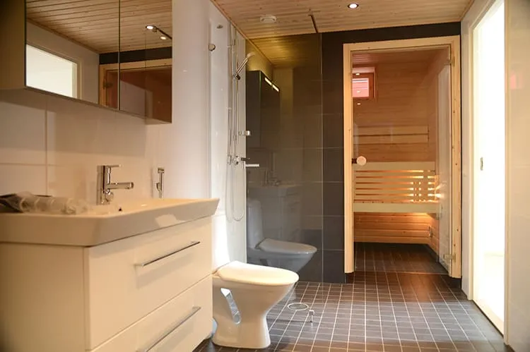 В большой ванной комнате можно установить даже мини-сауну