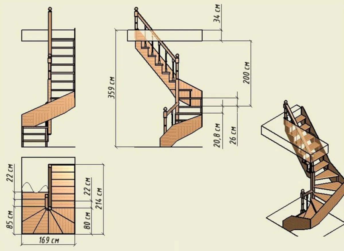 Проект лестницы с перилами