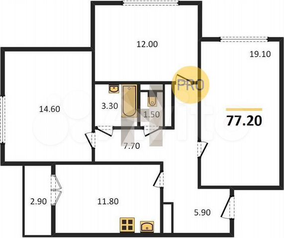 3-к. квартира, 77,2 м², 9/17 эт. на ...