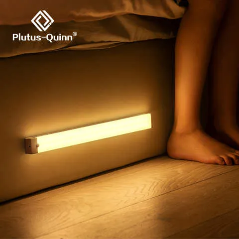 Светодиодный ночник Plutus-Quinn, беспроводной настенный светильник с датчиком движения, перезаряжаемый через USB, кухонный шкаф, ночной Светильн...