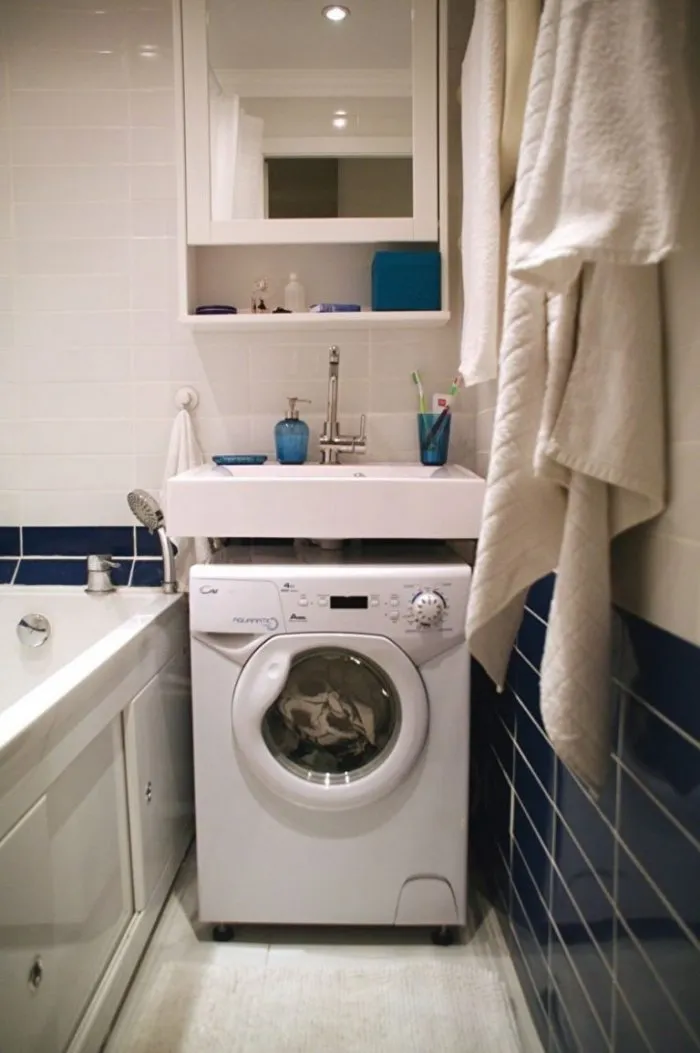 Икеа маленькая ванная стиральная машина под раковиной