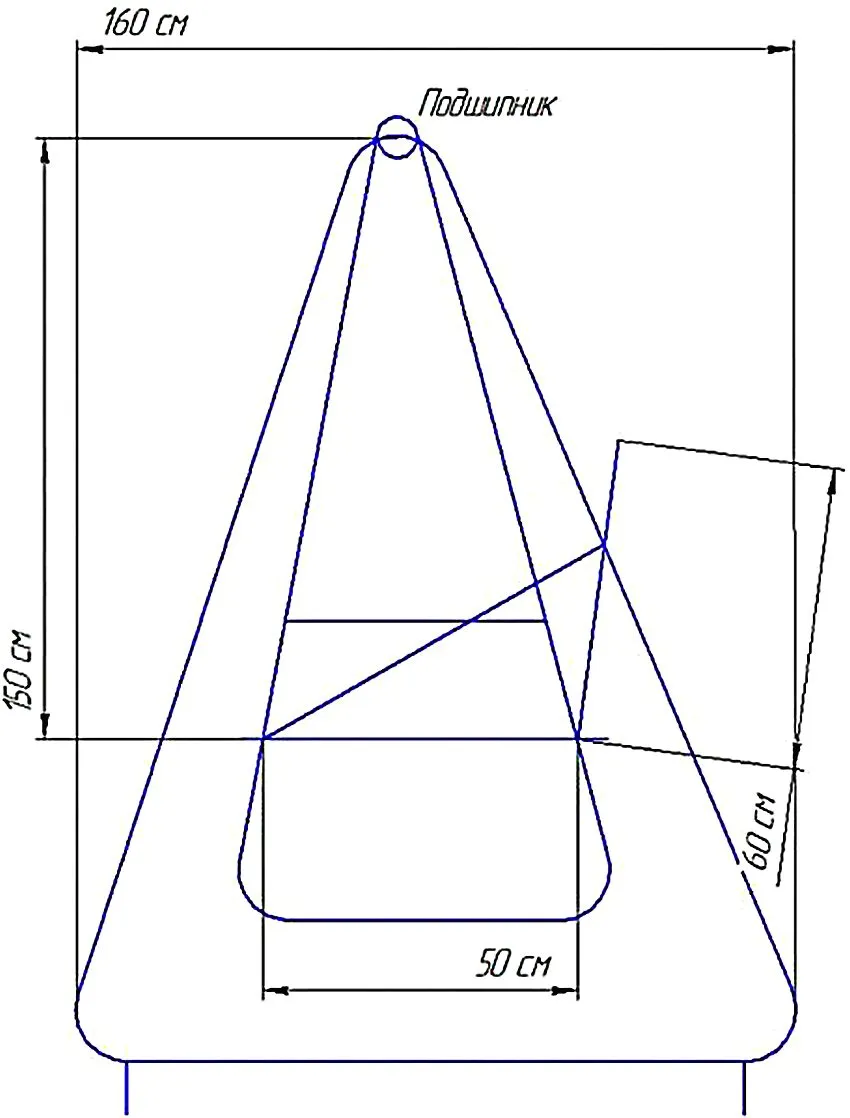 Чертеж каркаса для садовых качелей из профильной трубы