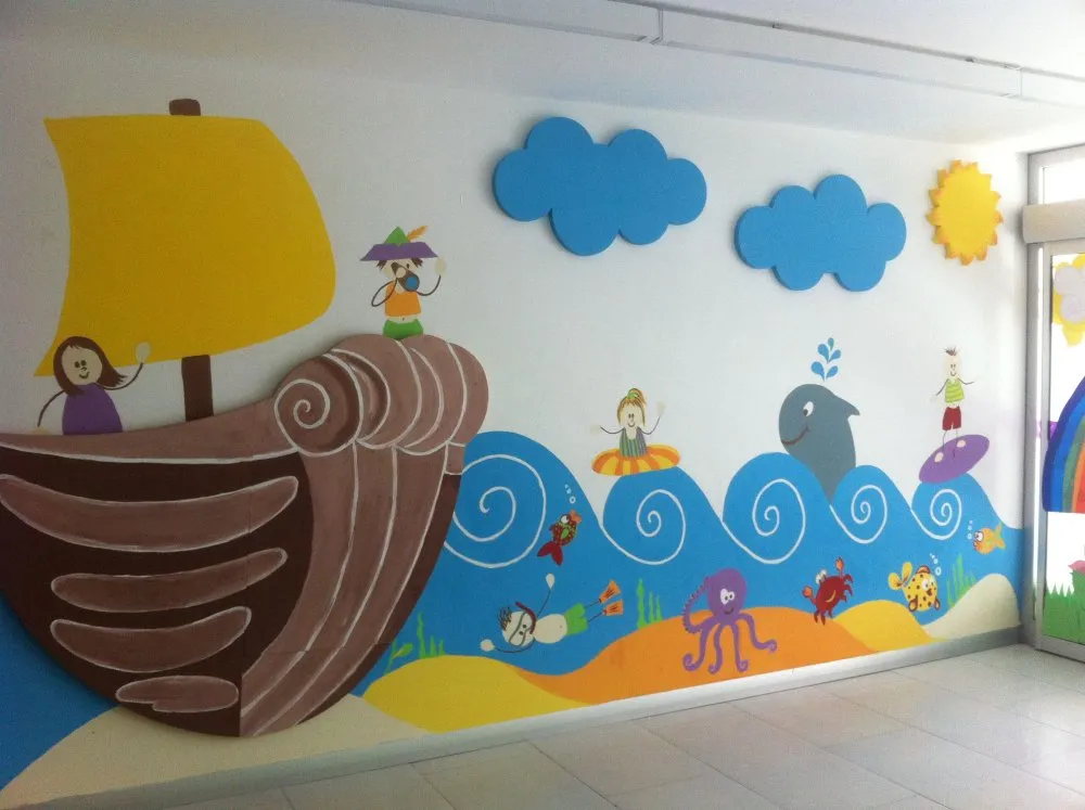 Оформление стен в детском саду в коридоре