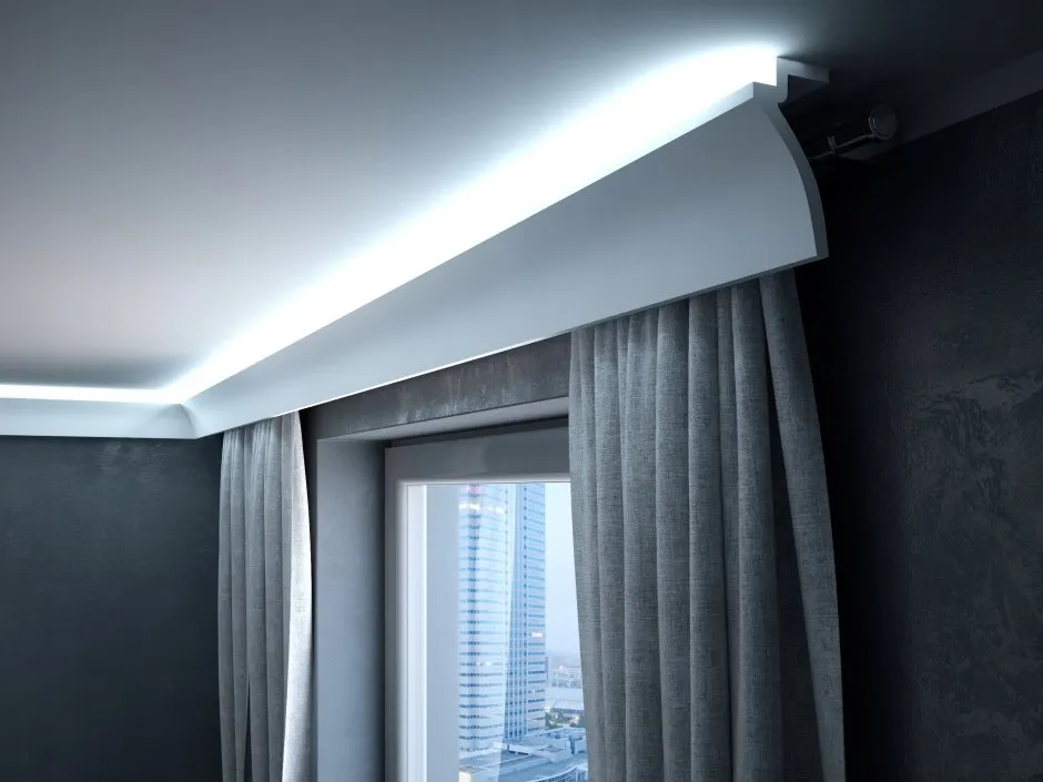 Потолок с подсветкой штор