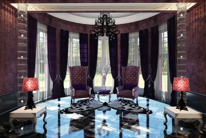 Фиолетовая гостиная в стиле ар-деко