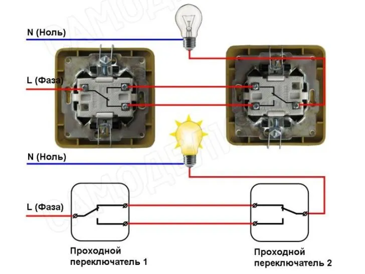 Схема с двумя выключателями