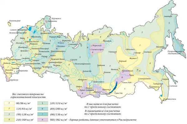 Карта снеговых нагрузок России