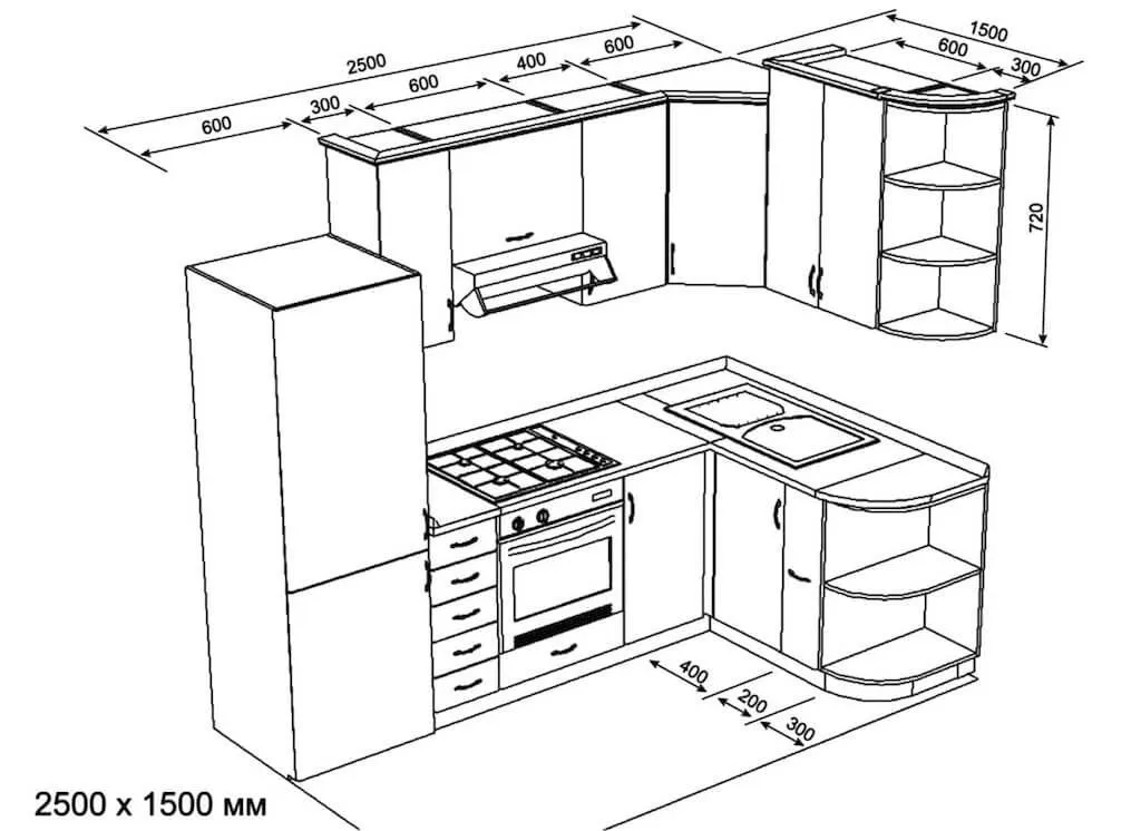 кухонный гарнитур схема