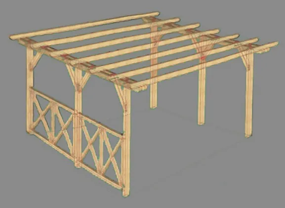 Пример проекта каркаса деревянного навеса