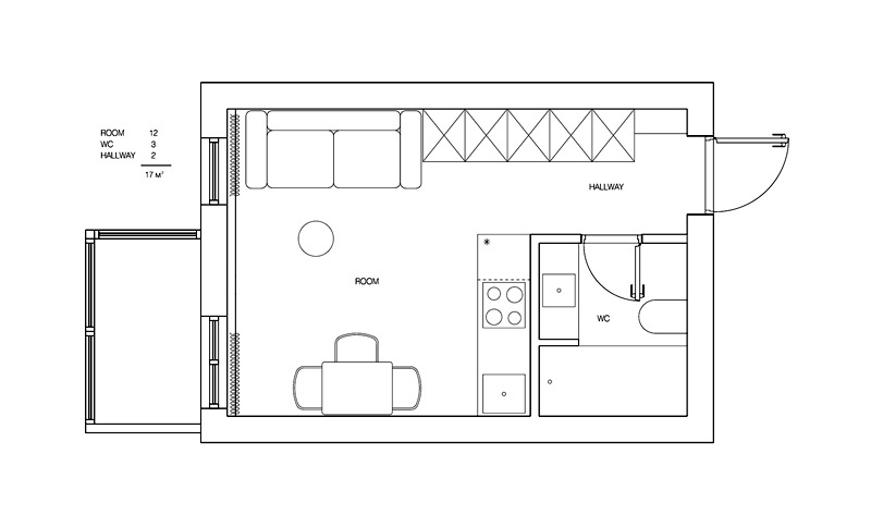 Проект маленькой квартиры-студии 17 м ...