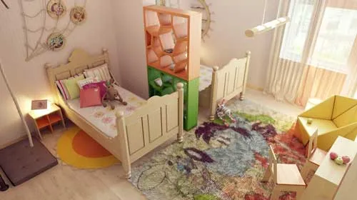 Планировка и зонирование детской комнаты для двоих детей 4