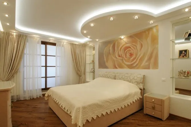 Освещение спальни с применением светодиодной подсветки