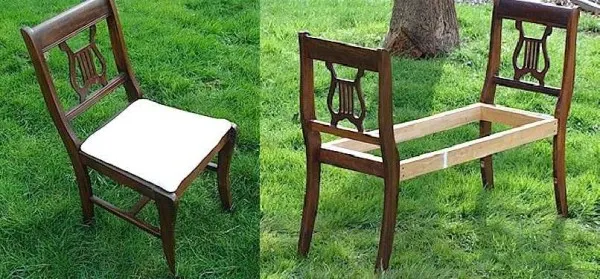 Скамейка из старых стульев 